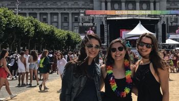 DTech interns Tara, Carly and Gray at the San Francisco Pride Parade